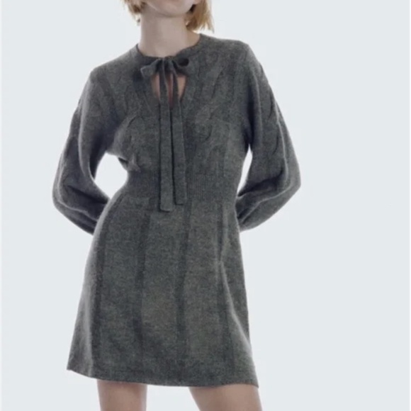 Zara gray cable knit long sleeve soft dress NWOT - Picture 12 of 13